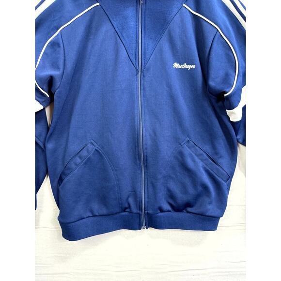 Vintage MacGregor Track Jacket Mens L Blue White Striped Long Sleeve Full Zip - Picture 7 of 10